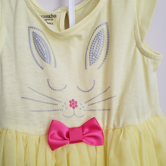 NWOT 24 Months Toughskins Yellow Cat Tulle Dress w/Panties Cap Sleeve Bodice - Picture 3 of 6